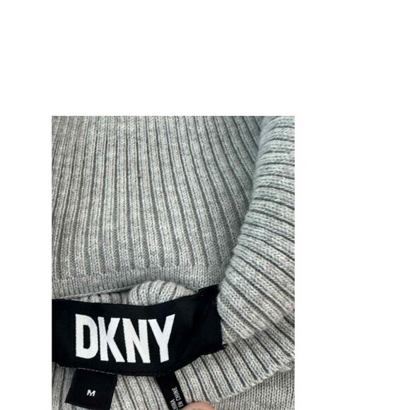 NWT DKNY Gray Sequin Pocket Turtleneck Sweater M Knit - Picture 3 of 5